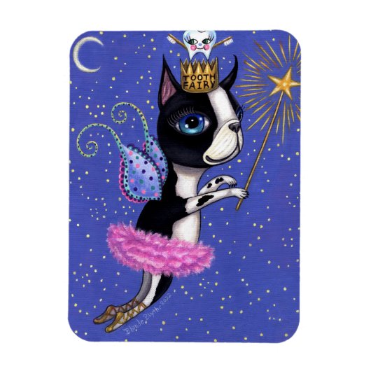 Tooth Fairy Dog Boston Terrier Pink Tutu Crown Magnet (Vertikal)