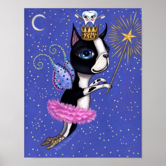 Tooth Fairy Dog Boston Terrier Pink Tutu Crown Poster (Vorne)