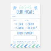 Tooth Fairy Keepake Certificate Boy Post-it Klebezettel (Vorderseite)