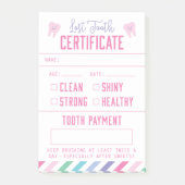 Tooth Fairy Keepake Certificate Girl Post-it Klebezettel (Vorderseite)