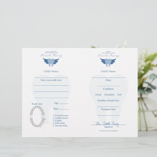 Tooth Fairy Letter & Receipt Blue (Stehend Vorderseite)