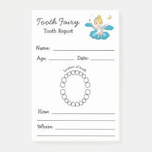 Tooth Fairy Love Tooth Report Activity Kids Post-it Klebezettel