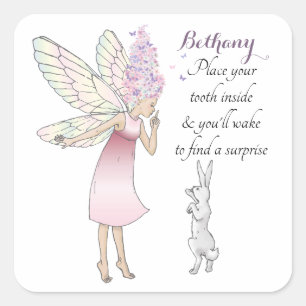 Tooth Fairy Poem Kids Personalisiert Label Quadratischer Aufkleber