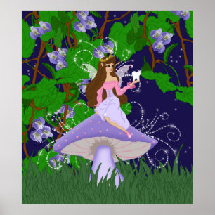 Tooth Fairy Princess auf Lila Pilzposter Poster