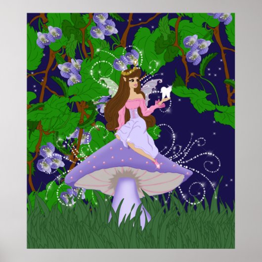 Tooth Fairy Princess auf Lila Pilzposter Poster (Vorne)