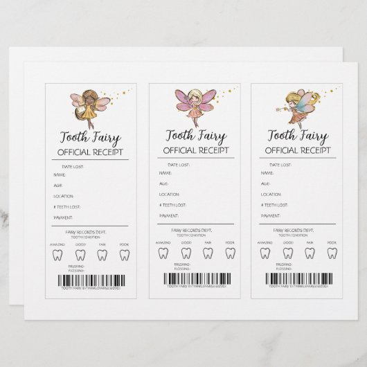 Tooth Fairy Receipt (Vorne/Hinten)