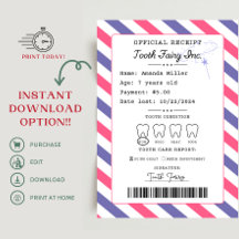 Tooth Fairy Receipt Printable