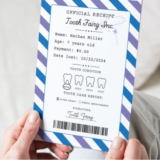 Tooth Fairy Receipt Printable Einladung
