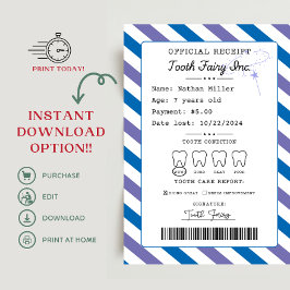 Tooth Fairy Receipt Printable Einladung