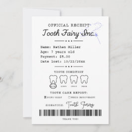Tooth Fairy Receipt Printable Einladung