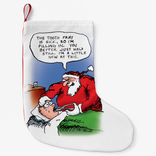 Tooth Fairy Santa Funny Weihnachts-Cartoon Kleiner Weihnachtsstrumpf (Vorderseite)