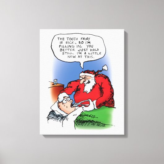 Tooth Fairy Santa Funny Weihnachts-Cartoon Leinwanddruck (Vorderseite)
