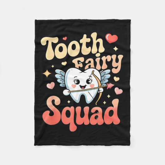 Tooth Fairy Squad Cute Cud Tooth Retro Dental Humo Fleecedecke (Vorderseite)