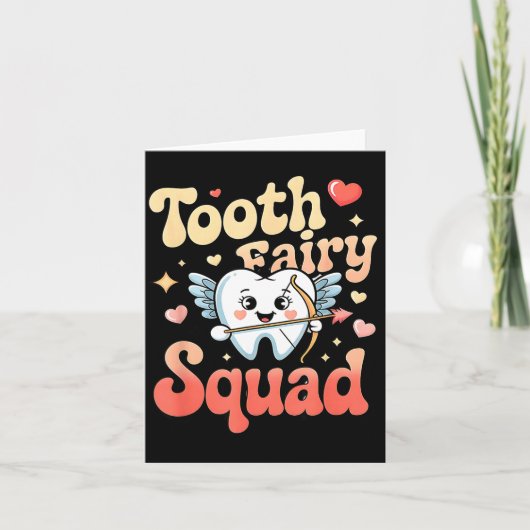 Tooth Fairy Squad Cute Cud Tooth Retro Dental Humo Karte (Vorderseite)