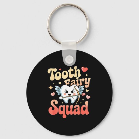 Tooth Fairy Squad Cute Cud Tooth Retro Dental Humo Schlüsselanhänger (Vorderseite)