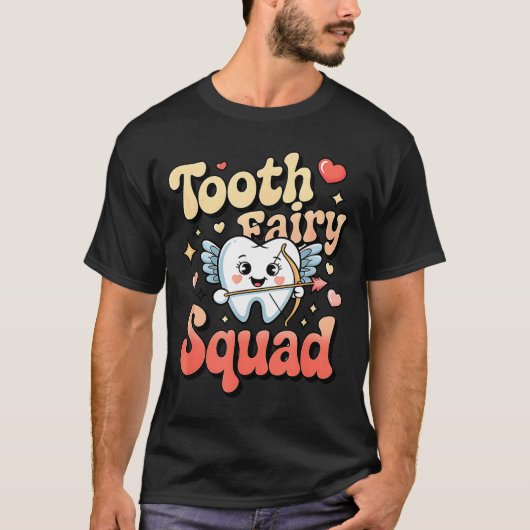 Tooth Fairy Squad Cute Cud Tooth Retro Dental Humo T-Shirt (Vorderseite)