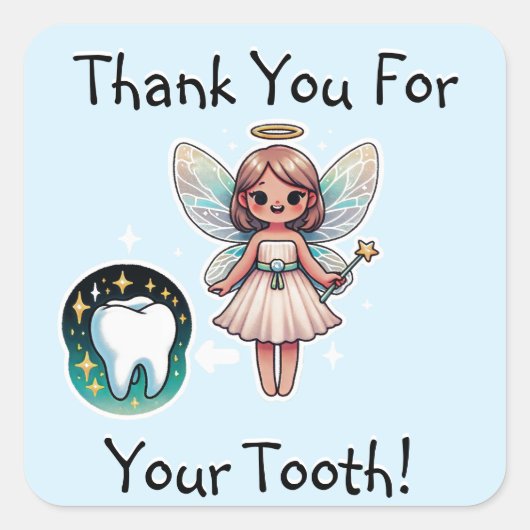 Tooth Fairy Vielen Dank Quadratischer Aufkleber (Vorderseite)