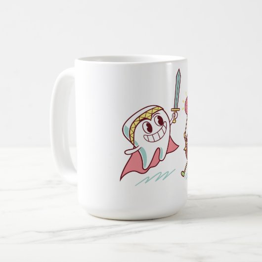 Tooth Hero / Bacteria Monster Fun Zahnarzt Cartoon Kaffeetasse (Vorderseite Links)