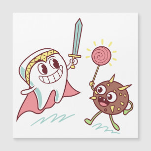 Tooth Hero / Bacteria Monster Fun Zahnarzt Cartoon Magnetkarte