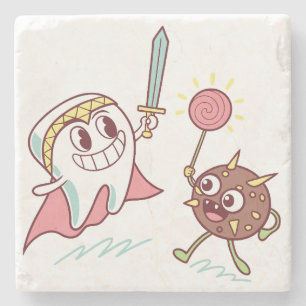 Tooth Hero / Bacteria Monster Fun Zahnarzt Cartoon Steinuntersetzer