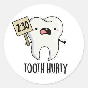 Tooth Hurty Funny Dental Puff Runder Aufkleber