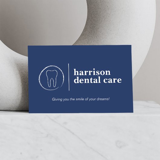 Tooth Sketch Logo Blue Dentist Visitenkarte