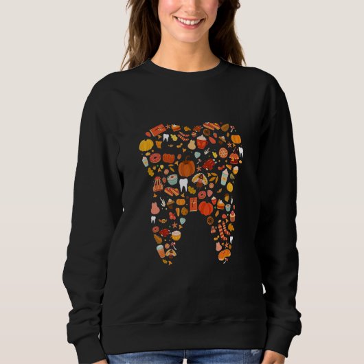 Tooth Teeth Happy Fall Y'all Dental Dentist Thanks Sweatshirt (Vorderseite)