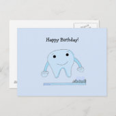 Tooth und Toothbrush Geburtstagwünsche Postkarte (Vorne/Hinten)