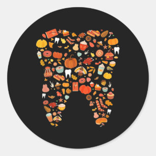 Tooth Zähne glücklichen Fall Y'all Zahnarzt Danke Runder Aufkleber