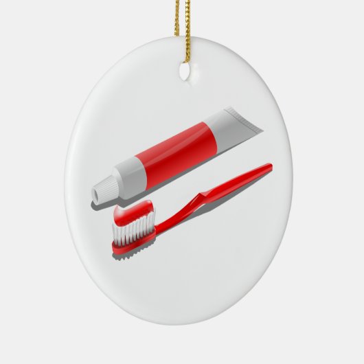 Toothbrush And Toothpaste Keramik Ornament (Rechts)