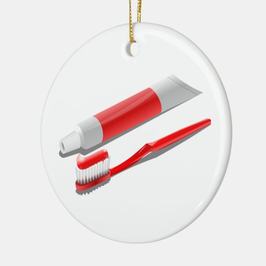 Toothbrush And Toothpaste Keramik Ornament (Links)