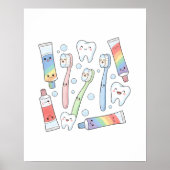 Toothbrush Party Kids Bathroom Wall Art Poster (Vorne)