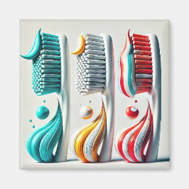 Toothbrush Trio. Minimalistische Kunst für Zahnkli Magnet