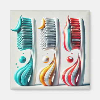 Toothbrush Trio. Minimalistische Kunst für Zahnkli Magnet