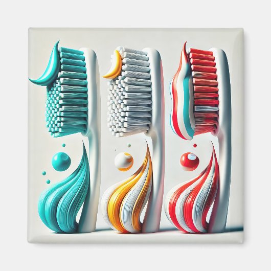 Toothbrush Trio. Minimalistische Kunst für Zahnkli Magnet (Vorne)