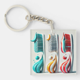 Toothbrush Trio. Minimalistische Kunst für Zahnkli Schlüsselanhänger
