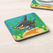 Toothy Cartoon Shark Getränkeuntersetzer (Linke Seite)