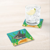 Toothy Cartoon Shark Rechteckiger Pappuntersetzer (Vor Ort)