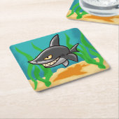 Toothy Cartoon Shark Rechteckiger Pappuntersetzer (angewinkelt)