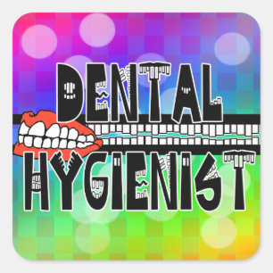 TOOTHY DENTAL HYGIENIST LOGO QUADRATISCHER AUFKLEBER