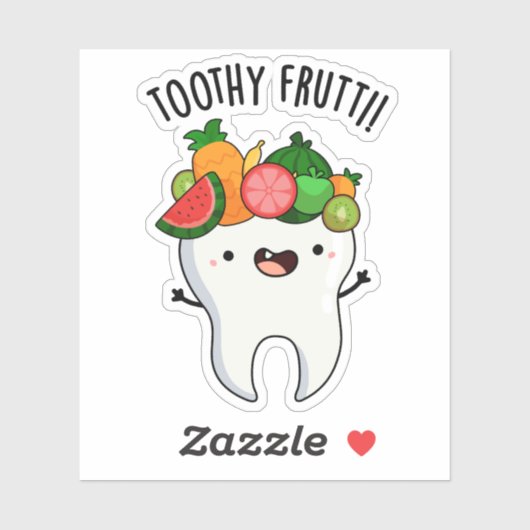Toothy Fruity Funny Dental Pun Aufkleber (Blatt)