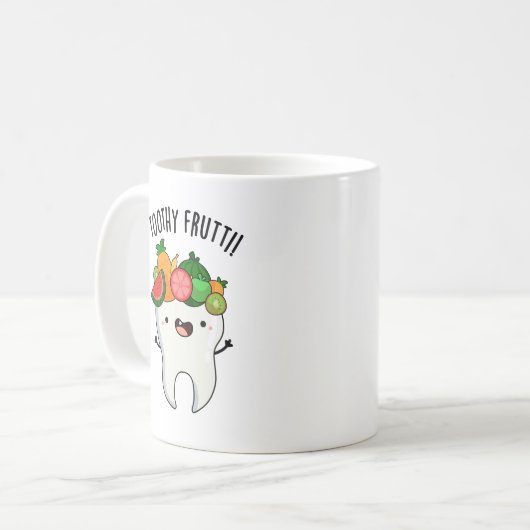 Toothy Fruity Funny Dental Pun Kaffeetasse (Vorderseite Links)