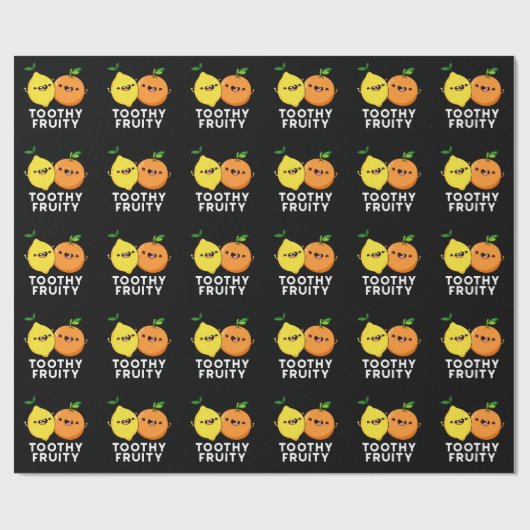 Toothy Fruity Funny Fruit Pun Dark BG Geschenkpapier (Flach)