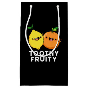 Toothy Fruity Funny Fruit Pun Dark BG Kleine Geschenktüte