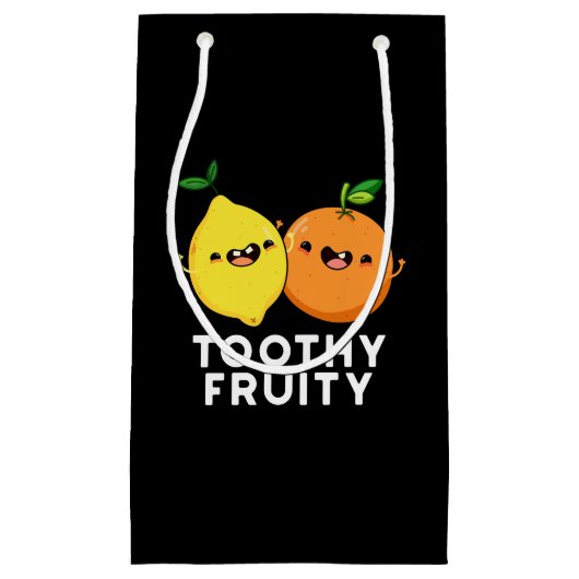 Toothy Fruity Funny Fruit Pun Dark BG Kleine Geschenktüte (Vorderseite)