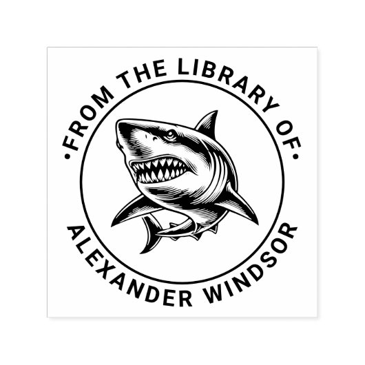 Toothy Great White Shark Library Name Permastempel (Design)