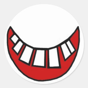 Toothy Lächeln im Rot mit Kontur Runder Aufkleber