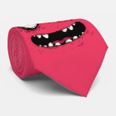 Toothy Pink Monster - Goofy Cartoon Face Design Krawatte (Gerollt)