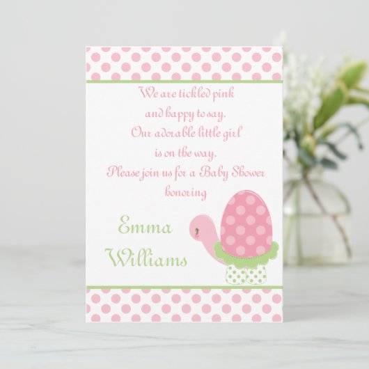 Tootsie-Schildkröte-Babyparty Invitation-1 Einladung (Stehend Vorderseite)