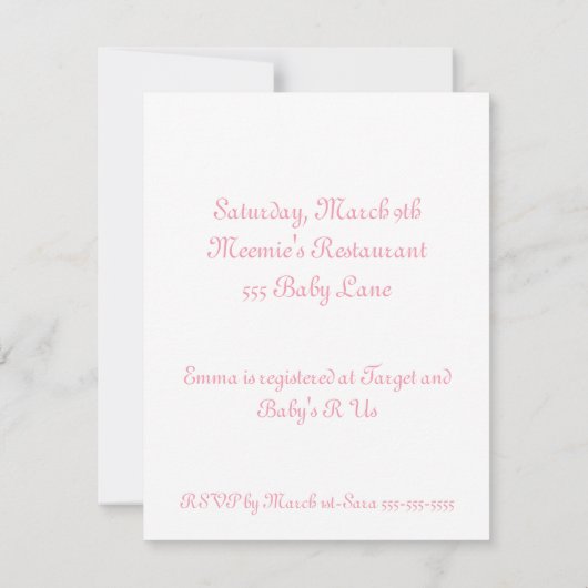 Tootsie Turtle Baby Shower Invitation 4,25" x 5,5" Einladung (Rückseite)